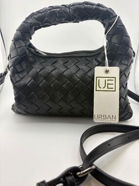 Urban Expressions Woven Mini Bag Black Braided Handle Crossbody NWT Style 35652